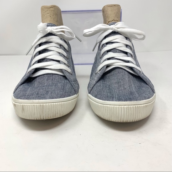 H&M Women sz 8.5 Gray/Navy Blue Canvas Flat Sneaker Shoe RN101255 - Picture 4 of 9